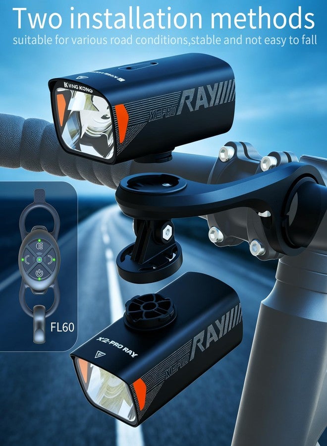 KING KONG Kingkong Bike Lights High & Low Beam 2000 Lumen Rechargeable Bicycle Headlight, Bicycle Lights for Night Riding, Waterproof MTB Accessories Compatible Garmin & GoPro Mount X6PRO - Image 3