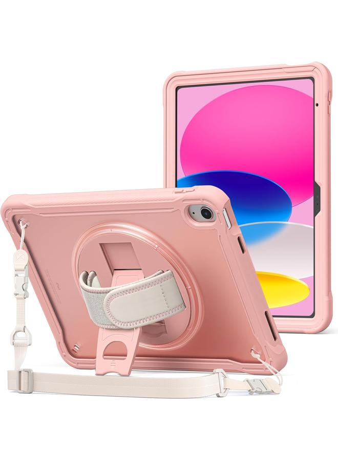 Procases Compatible For Ipad 10.9 Inch 2022 10Th Gen Case Heavy Duty Shockproof Rugged Case 360 Degree Rotatable Kickstand Protective Cover Case –Pink - Image 1