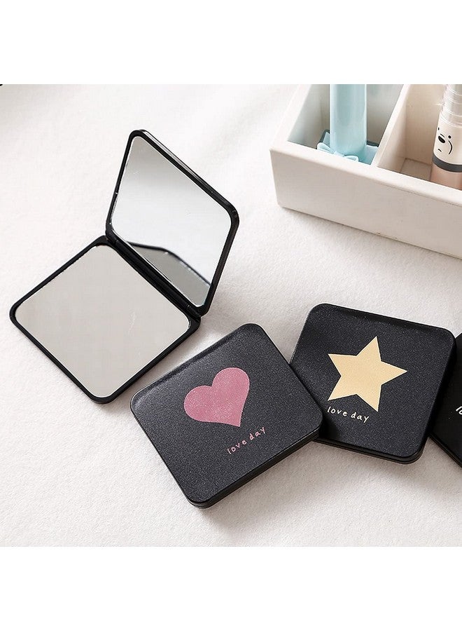 wolpin wolpin Foldable Makeup Mirror Glass Pocket Mirror For Women Men Firls Vanity Mirror Portable, Compact Size Mirror For Handbag, Purse Black (Square, Framed, Tabletop Mount) - Image 5