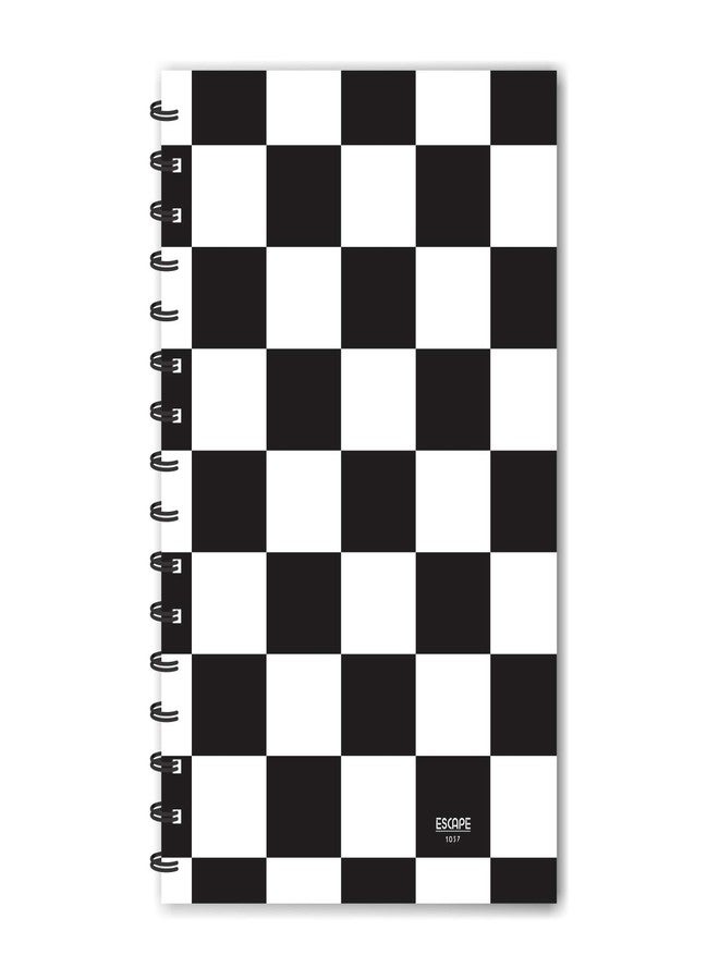 ESCAPER مفكرة إسكيبر سوداء بنمط مربعات كبيرة (مقاس A5 - مسطرة) بتصميم حلزوني أنيق، مفكرة يوميات، مفكرة للأولاد، مفكرة للبنات، مفكرة للأطفال، مفكرة للمكتب، مفكرة كهدية - Image 1