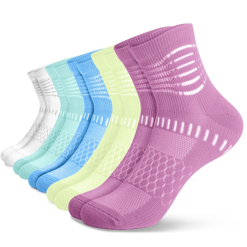 IRAMY Compression Socks for Women Men Coolmax Moisture Wicking Socks with Ankle Support Plantar Fasciitis Relief 5 Pairs - Image 1