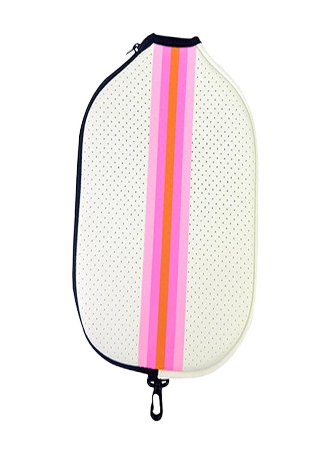 rockible Pickleball Paddle Cover Racket Case Gift Waterproof Protect Your Paddle Neoprene Sleeve Zipper Closure for Playing Women Men, White Pink - Image 1