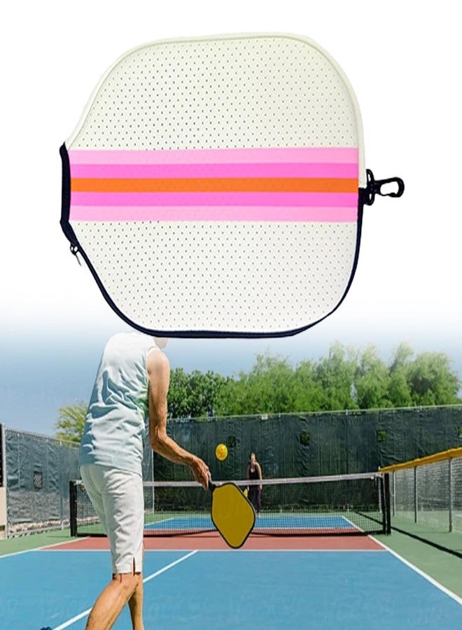 rockible Pickleball Paddle Cover Racket Case Gift Waterproof Protect Your Paddle Neoprene Sleeve Zipper Closure for Playing Women Men, White Pink - Image 3