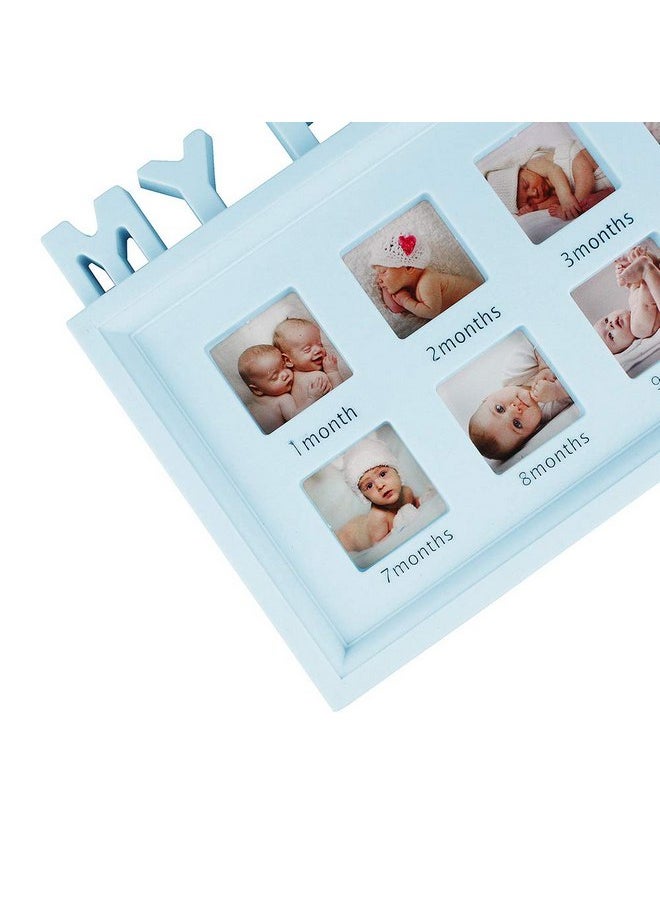 Estamico My First Year Frame Baby Picture Keepsake Frame for Photo Memories, Blue  - Image 2