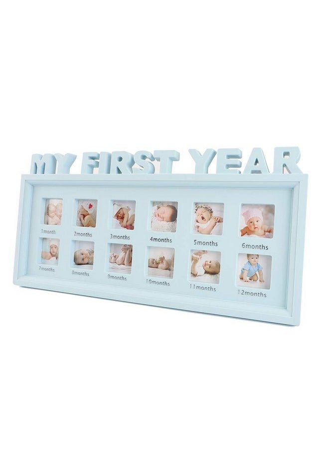 Estamico My First Year Frame Baby Picture Keepsake Frame for Photo Memories, Blue  - Image 5