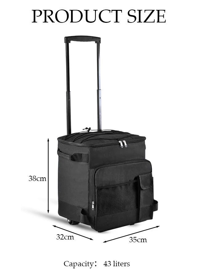 DUNISO Trolley Cooler Food Bag, Portable Hand Boot Cart Trunk, Insulated Rolling Thermal Beverage with Foldable Wheels Roller for Outdoor BBQ Beach, Camping, Picnics, Grocery Shopping - Image 5