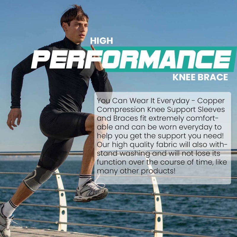 Modvel Compression Knee Brace for Women & Men, 2-Pack Knee Brace for Running Knee Pain, Knee Support Compression Sleeve, Workout Sports Knee Braces for Meniscus Tear, ACL & Arthritis Pain Relief - Image 4