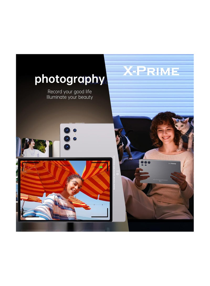 اكس برايم تابلت ذكي بشاشة عالية الدقة مقاس 10.1 بوصة، يعمل بنظام أندرويد 15، وذاكرة وصول عشوائي (RAM) سعة 16 جيجابايت، وذاكرة قراءة فقط (ROM) سعة 1 تيرابايت، وشريحتي اتصال، وشبكة واي فاي 5G، طراز S25 Ultra+ Tab، مع قلم لوحة مفاتيح وغطاء من السيليكون - وردي - Image 5