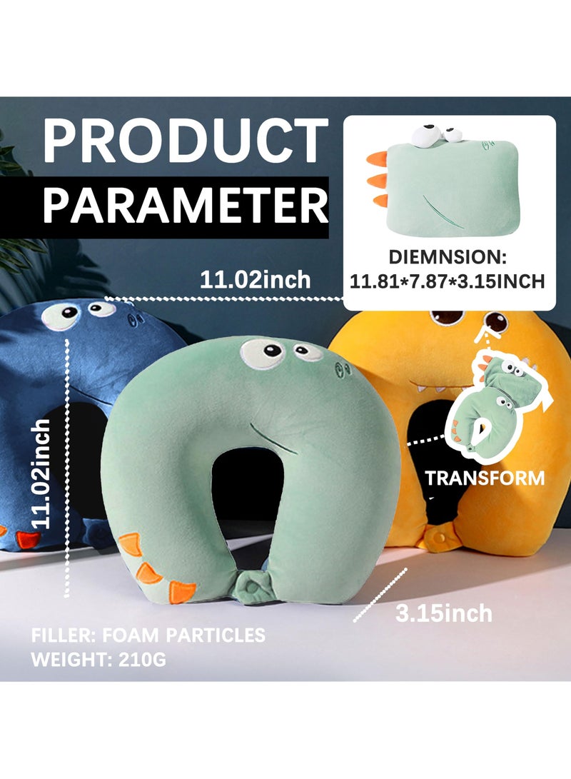 CMGTYYD. وسادة السفر للأطفال، وسادة السفر 2 في 1 للأطفال، وسادة سفر للأطفال، وسادة الرقبة والرقبة الناعمة والرائعة على شكل دب حيوانات تتحول إلى وسادة رقبة على شكل حرف U لتوفير الراحة أثناء رحلات الطائرة والسيارة والقطار والحافلة - Image 2