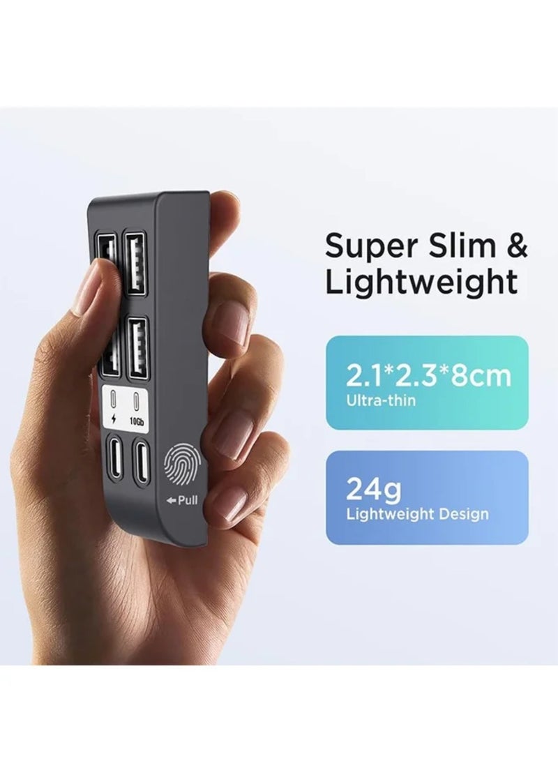 بي جي تيك [6 Ports] HUB Compatible for PS5 Slim Disc/PS5 Slim Digital 2023 High-Speed Expansion PS5 Slim HUB Extender with 4 USB 2.0+1 Type C 3.1+1 Type C Charging Port for PS5 Slim Accessories-Black - Image 5