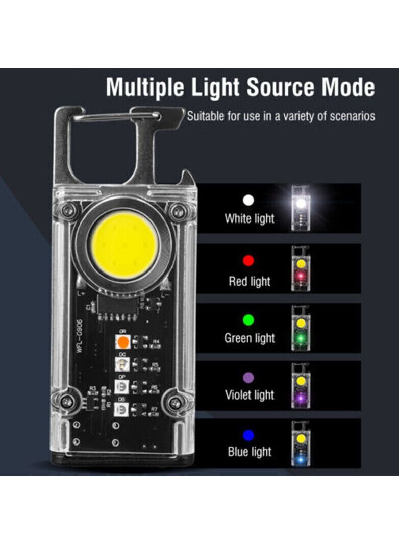 Mini LED Flashlight Keychain Pocket Magnetic Bright Torch Rechargeable 8 Modes Multicolor - Image 4