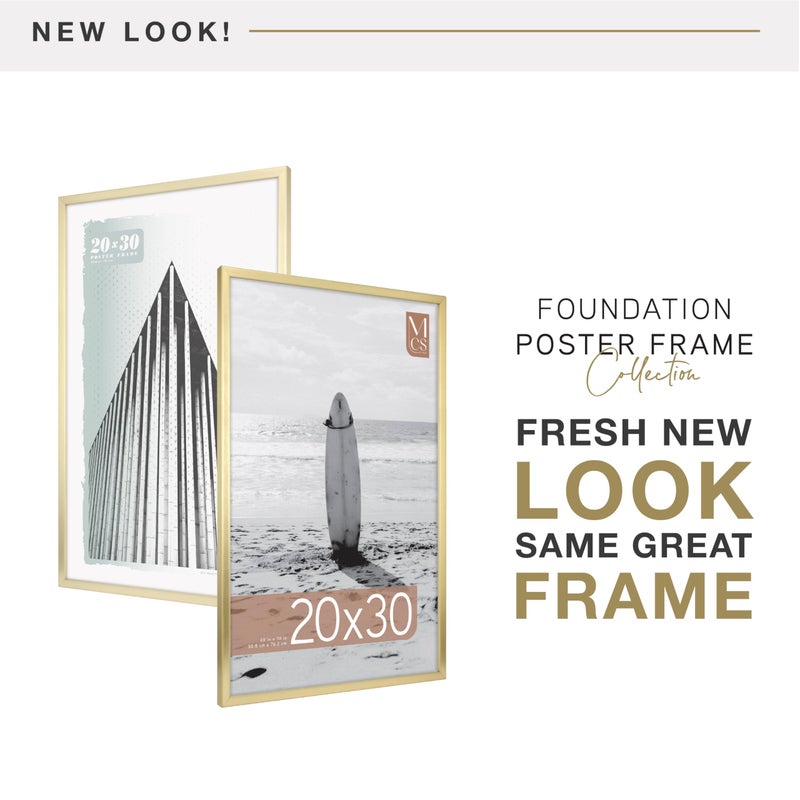 MCS Foundation 20x30 Poster Frame Traditional Brass, Vertical & Horizontal Wall Hanging Large Picture Frame for Photos, Posters & Art Prints (1-Pack) - Image 2