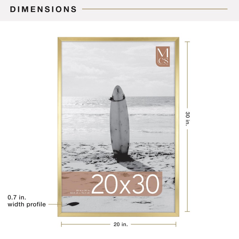 MCS Foundation 20x30 Poster Frame Traditional Brass, Vertical & Horizontal Wall Hanging Large Picture Frame for Photos, Posters & Art Prints (1-Pack) - Image 5
