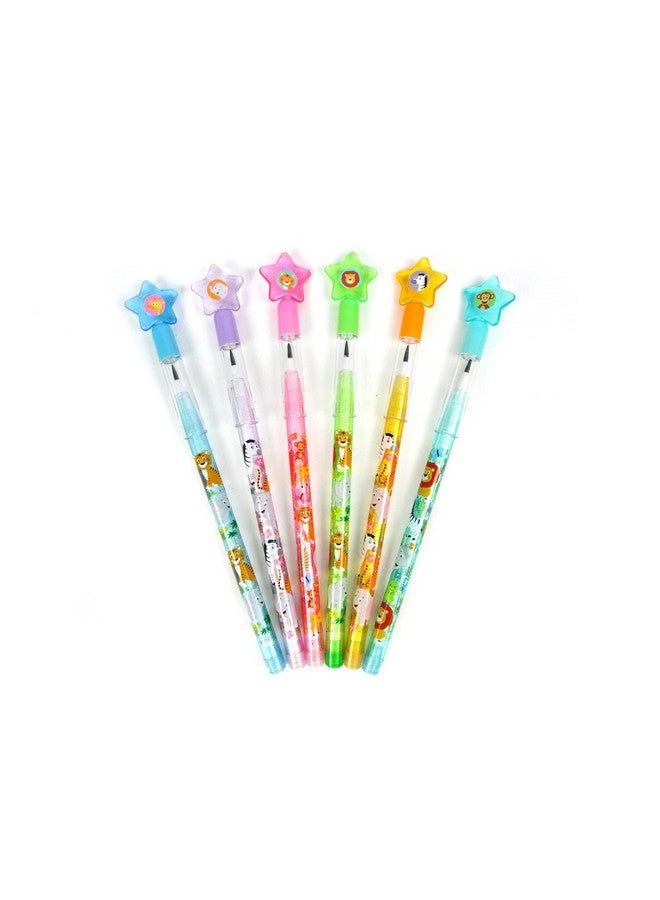 TINYMILLS 24 Pcs Safari Jungle Animals Stackable Push Pencil Assortment with Eraser for Party Favors Goodie Bag Stuffers VBS Classroom Rewards Pinata Fillers Carnival Prize Barnyard Party - Image 4