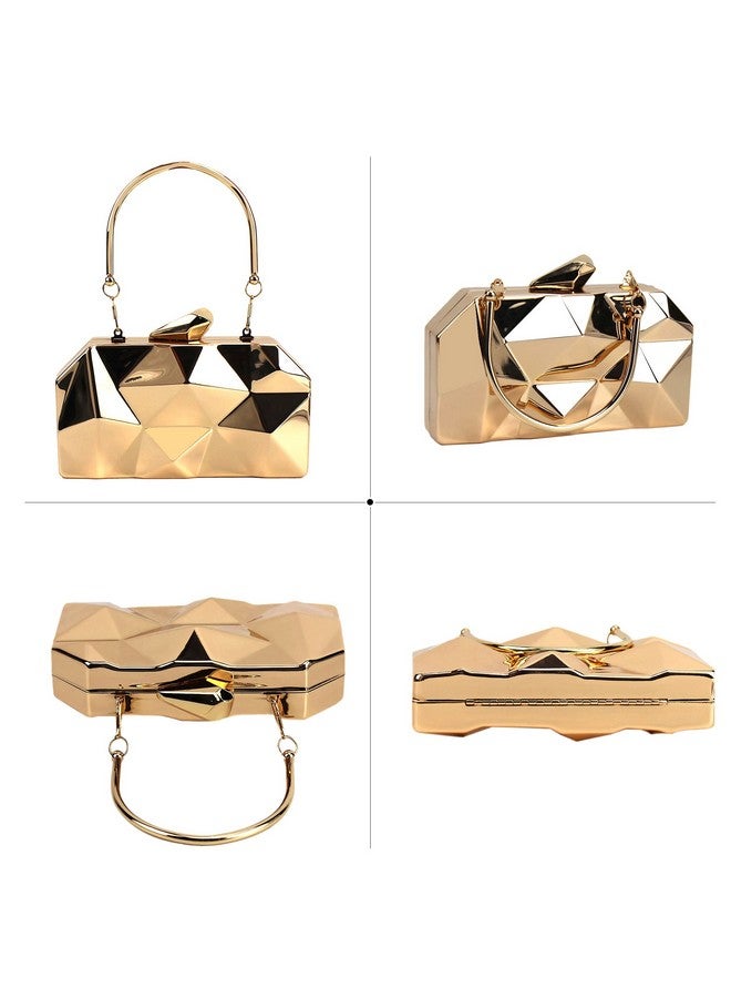 Lobagve Van Caro Womens Purses And Handbags Metal Evening Clutch Crossbody Bag Chain Geometric Tote Purse Square Shoulder Baggold - Image 2