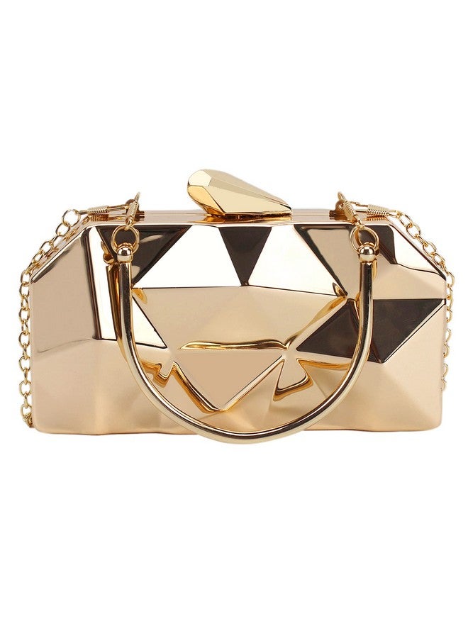 Lobagve Van Caro Womens Purses And Handbags Metal Evening Clutch Crossbody Bag Chain Geometric Tote Purse Square Shoulder Baggold - Image 1
