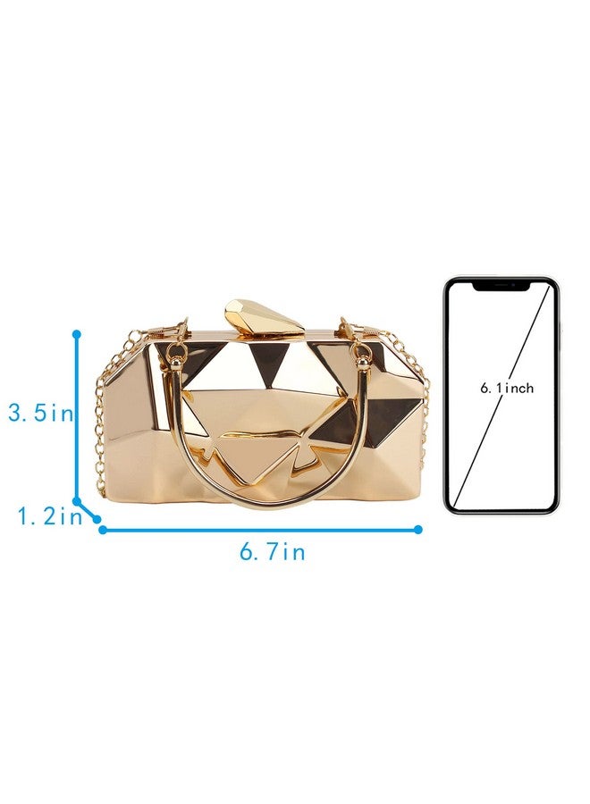 Lobagve Van Caro Womens Purses And Handbags Metal Evening Clutch Crossbody Bag Chain Geometric Tote Purse Square Shoulder Baggold - Image 5