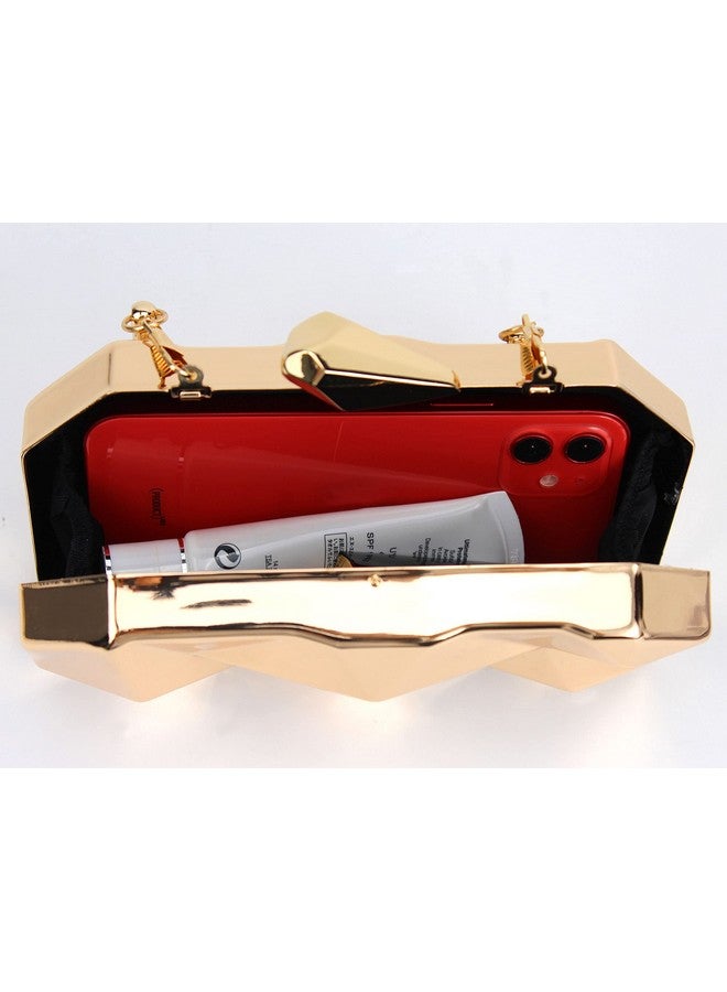 Lobagve Van Caro Womens Purses And Handbags Metal Evening Clutch Crossbody Bag Chain Geometric Tote Purse Square Shoulder Baggold - Image 3