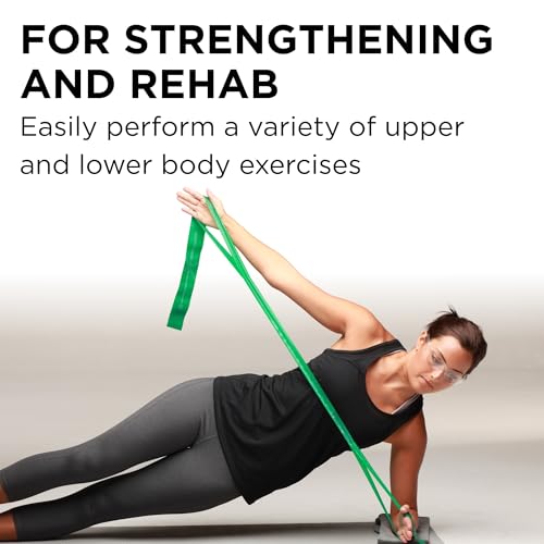 TheraBand شريط مقاومة ثيرا بان CLX مع حلقات، غير مصنوع من اللاتكس، بطول 5 أقدام مقطوع مسبقًا، 9 حلقات، أخضر، ثقيل، مستوى متوسط 1 - Image 4