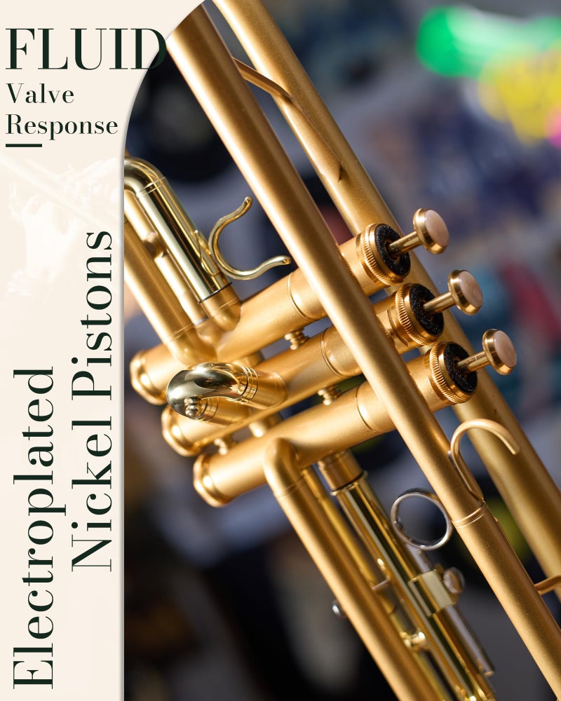 AKLOT Weighted Leadpipe Bb Trumpet: Mouthpiece Booster, 7C Mouthpiece*2, Beginner & Intermediate Standard Trumpet Instrument, B Flat Trompeta Musicales with Hard Case, Lesson Book, Cleaning Kit, Gold - Image 5
