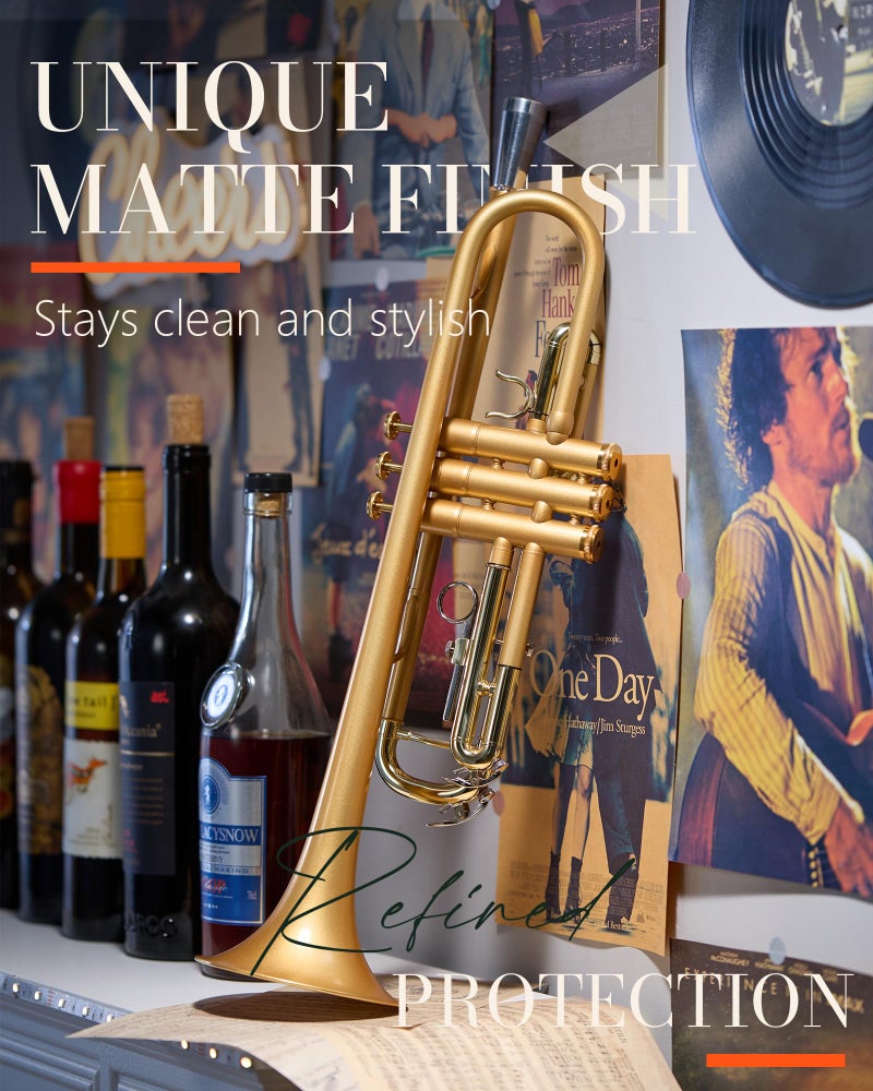 AKLOT Weighted Leadpipe Bb Trumpet: Mouthpiece Booster, 7C Mouthpiece*2, Beginner & Intermediate Standard Trumpet Instrument, B Flat Trompeta Musicales with Hard Case, Lesson Book, Cleaning Kit, Gold - Image 4