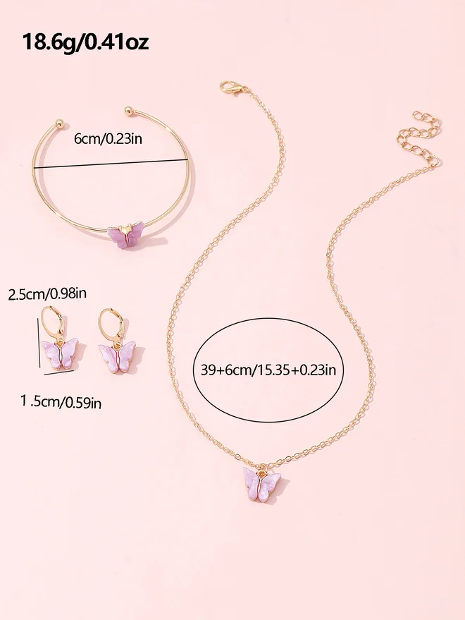 Take Two Take Two Set of 3 - Butterfly Necklace, Bangle and Earrings