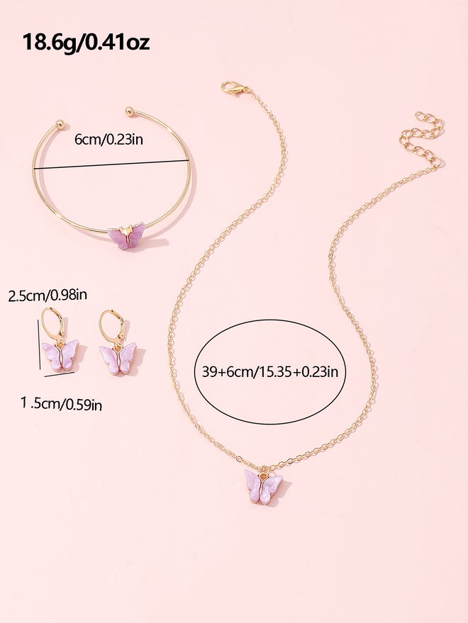 تايك تو طقم فراشة من قطعتين - قلادة، سوار، وأقراط - Image 5