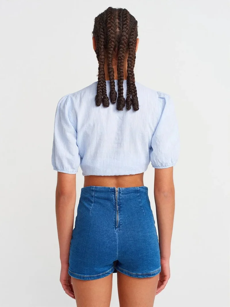 ديلفين DILVIN High-Waist Mini A-Line Denim Skirt
