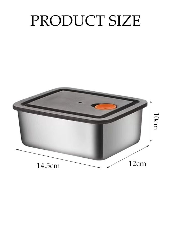 DUNISO 4 Pack Stainless Steel Food Storage Box， with Leak Proof Plastic Lids,  Reusable Metal Food Storage Bento ,Airtight Bento Boxes 500 ml（Rectangular) - Image 2