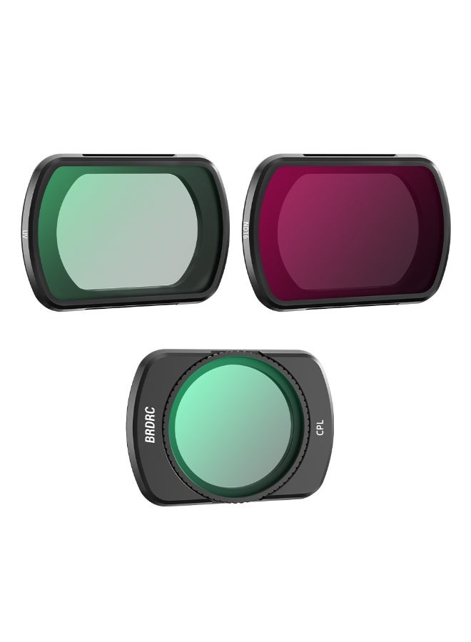 BRDRC UV/CPL/ND16 Filter Set for DJI Osmo Pocket 3 – Multi-Coated Optical Glass with Adjustable CPL, Waterproof Oil-Resistant Nano Coating, Durable Aluminum Alloy Frame - Image 1