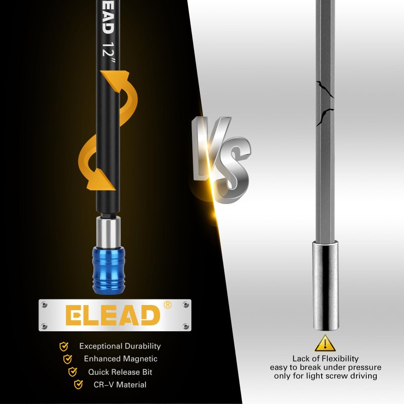 ELEAD 4-Piece 2", 4", 6", 12" Drill Bit Extension Set, Magnetic Screwdriver Bit Holder Extender with Aluminum Sleeve, 1/4 Inch Hex Shank Quick Release Extension Adapter, Durable CR-V Steel - Image 3