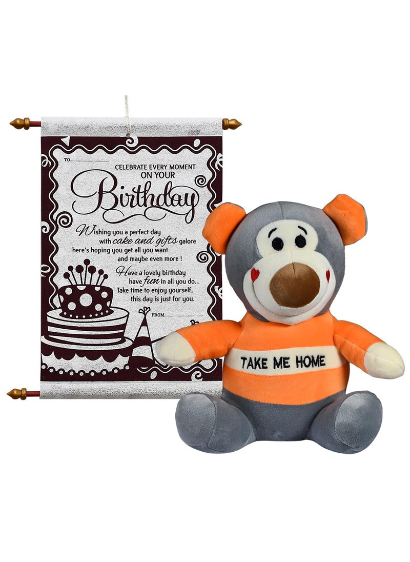 Saugat Traders Saugat Traders Happy Birthday Gift - Birthday Scroll Card & Teddy Bear - Gift for Wife, Girlfriend, Sister, Best Friend, Daughter  - Image 1