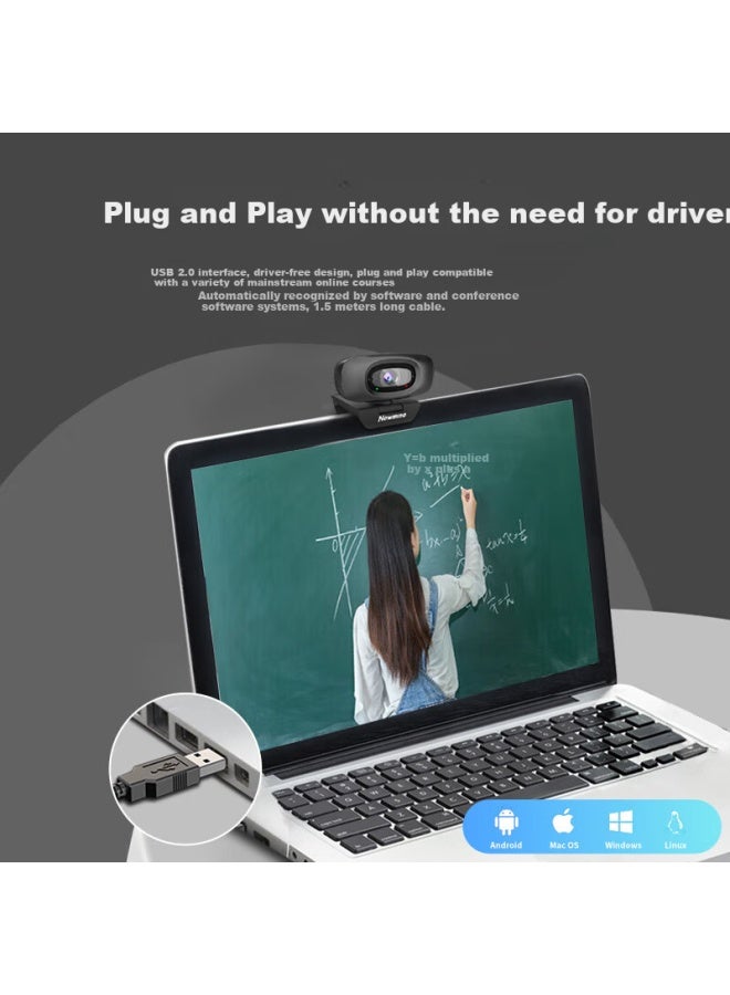 Newmine 2k Hd Webcam With Microphone Wide Angle For Desktop Laptop External Camera Home Video Conference Office Usb Plug And Play - Image 4