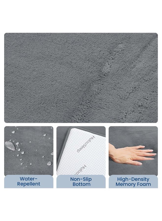 Huloo Sleep Baby Play Mat for Floor,1.3" Thick Elasti-Foam 50"×74" Playpen Mat for Tummy Time,Water Repellent Soft Coral Velvet for Toddler,Infant,Kids,Non-Slip Backing Safe for Crawling(Dark Grey) - Image 4