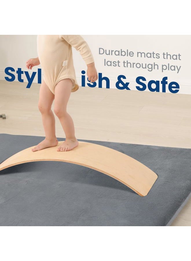 Huloo Sleep Baby Play Mat for Floor,1.3" Thick Elasti-Foam 50"×74" Playpen Mat for Tummy Time,Water Repellent Soft Coral Velvet for Toddler,Infant,Kids,Non-Slip Backing Safe for Crawling(Dark Grey) - Image 5