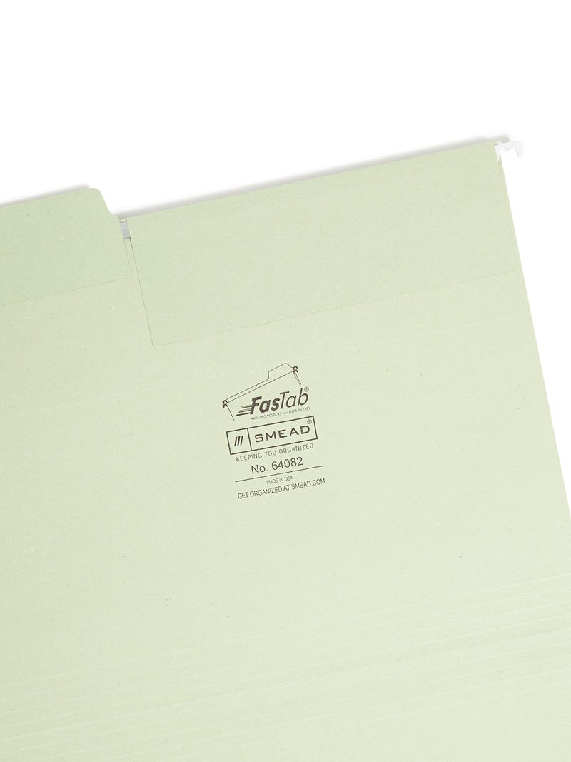 Smead FasTab Hanging File Folder, 1/3-Cut Built-in Tab, Letter Size, Moss, 20 Count (64082) - Image 3