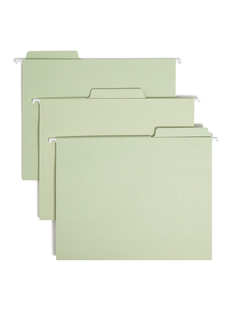 Smead FasTab Hanging File Folder, 1/3-Cut Built-in Tab, Letter Size, Moss, 20 Count (64082) - Image 1