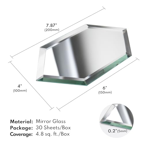 Lovdeco Peel and Stick Beveled Mirror Tile, Mirror Backsplash for Kitchen Bathroom Wall, 4x7.87 Inches Hexagon, Silver (30 Pcs, 4.8 SQ.FT.) - Image 2