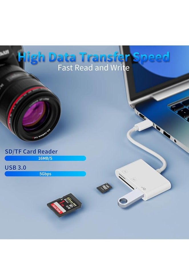 Multifunctional 3-in-1 USB C SD Card Reader,Type-C Card Reader for USB C Device ,TF Card Adapter Support Dual Read and Write(White 3.0)  - Image 4