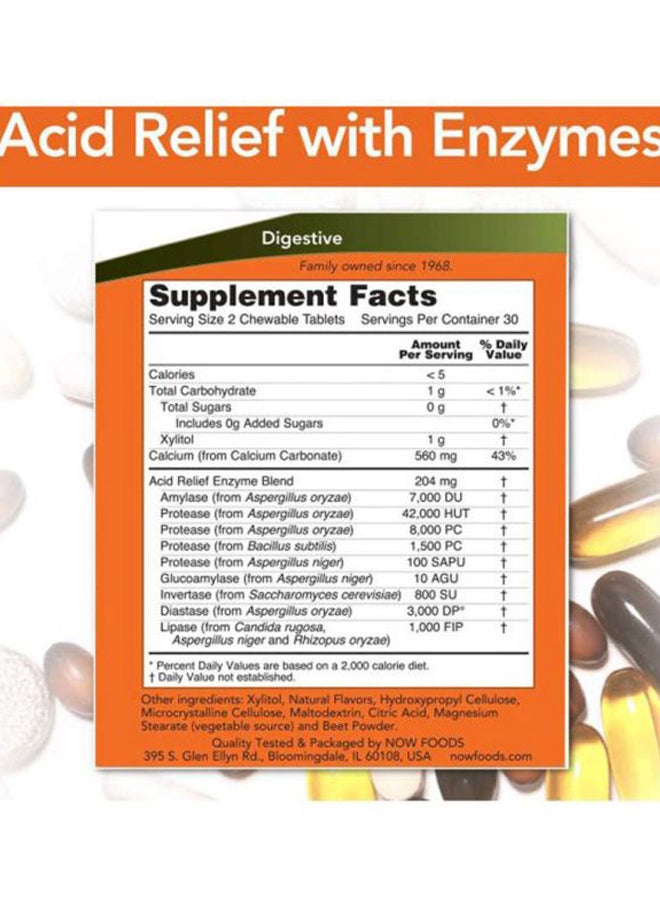 Now Foods Acid Relief With Enzymes 60 Chewables - Image 2