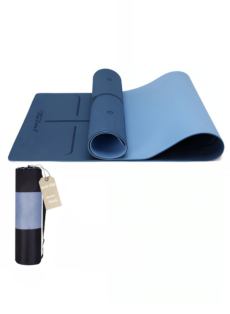 Taimi 6mm Yoga Mat High-resistance for Shock-absorbing, and Knee-supporting Made of High-quality Materials - Lightweight Yoga Mat With a Modern, Stylish Design and a Bag for Easy Portability - Non-slip, Lightweight Training Mat for Yoga, Pilates, Fitness, and Home Exercises - 183x61cm - Image 1