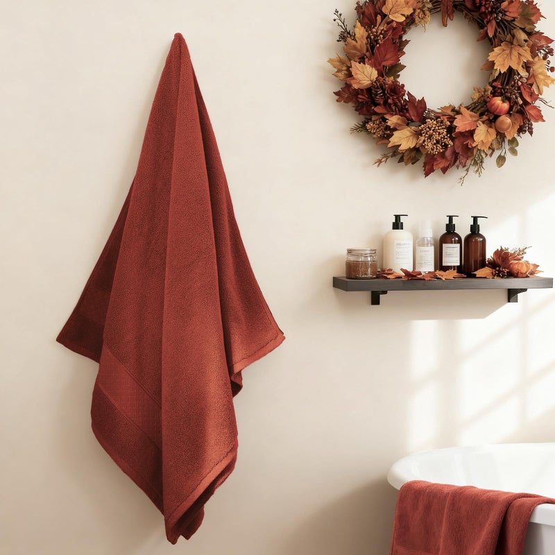 COZYART Burnt Orange Bath Towel Set 6 Piece, Luxury 100% Turkish Cotton 650GSM Hotel Quality, Soft, Absorbent, Towel Sets for Bathroom with 2 Bath Towels 2 Hand Towels 2 Washcloths - Image 2