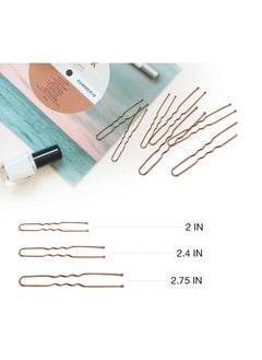 HOYOLS HOYOLS U Shaped Hair Pins Brown, Assorted Size U Shape Bobby Pins, Metal Bun Clips Hairpin Crimped Design with Ball Tips for Buns Women Girls Grips Hairstyle, 150 Count Bulk Pack (Brown)  - Image 2
