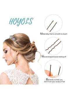 HOYOLS HOYOLS U Shaped Hair Pins Brown, Assorted Size U Shape Bobby Pins, Metal Bun Clips Hairpin Crimped Design with Ball Tips for Buns Women Girls Grips Hairstyle, 150 Count Bulk Pack (Brown)  - Image 5