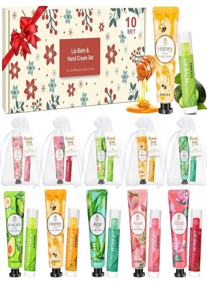 LFENYIGI 20 Pack Bulk Gifts, Lip Balm Bulk and Hand Cream Gift Set With Organza Bag Thank You Card,Thank You Gift,Bridal Wedding Favors & Baby Shower Wedding Gifts For Guests, Christmas Gift Stocking Stuffers - Image 1