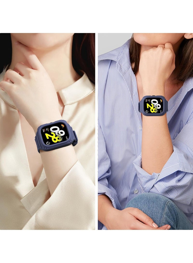 Strap With Cover Compatible with Xiaomi Redmi Watch 4, Silicone Sport Band Replacement Watchband with Bumper Case, Adjustable Wristband (Blue) - Image 4