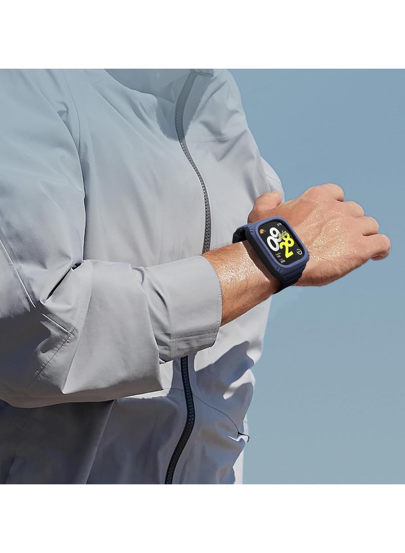 Strap With Cover Compatible with Xiaomi Redmi Watch 4, Silicone Sport Band Replacement Watchband with Bumper Case, Adjustable Wristband (Blue) - Image 5