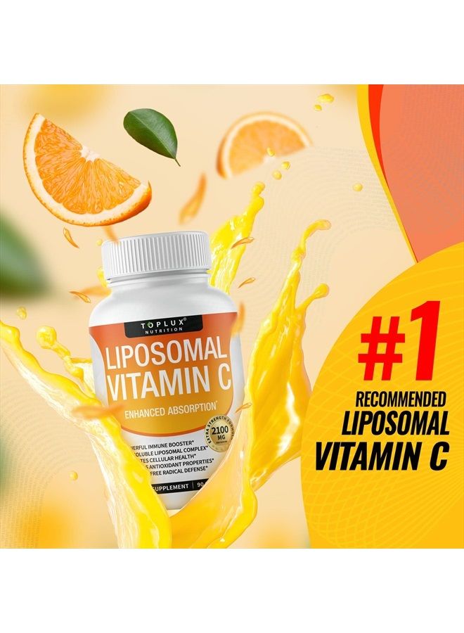 Toplux Liposomal Vitamin C 2100mg High Absorption Fat Soluble VIT C - Immune Support Collagen Booster Immunity Defense & Powerful Antioxidant, MCT Oil & Sunflower Lecithin, Acsorbic Acid, Vegan Non-GMO - Image 4