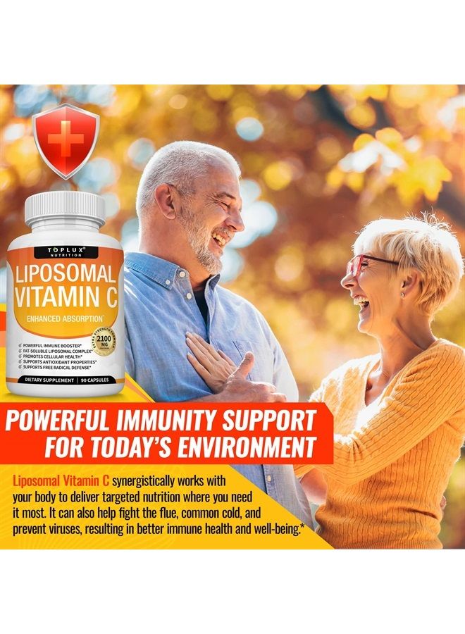 Toplux Liposomal Vitamin C 2100mg High Absorption Fat Soluble VIT C - Immune Support Collagen Booster Immunity Defense & Powerful Antioxidant, MCT Oil & Sunflower Lecithin, Acsorbic Acid, Vegan Non-GMO - Image 5