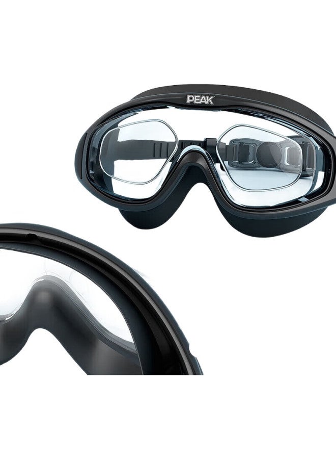 PEAK Adult Swimming Goggles For Men And Women, High-Definition Anti-Fog Waterproof Large Frame Integrated Professional Diving Swimming Glasses Ys22103 Myopia 150 Transparent Black - Image 2